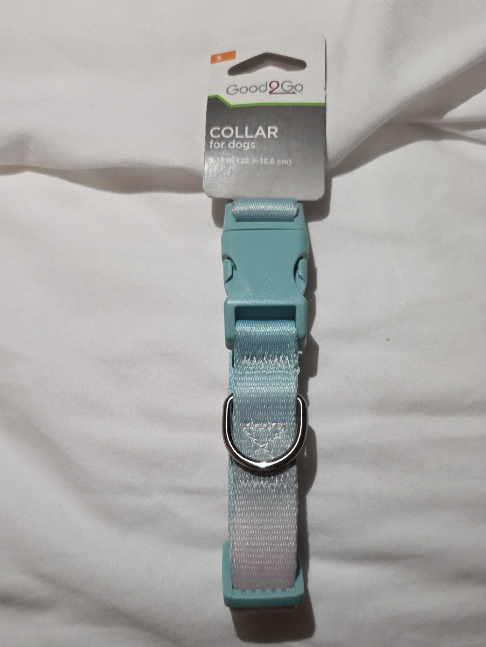 Good2Go Aqua Adjustable Dog Collar with Metal D-Ring Size Small 9-14 Inch